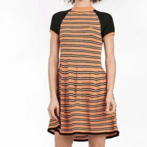 UNIF | Knit Sweater Mini Dress Striped Golf Tennis Sporty Y2K Orange Black Small